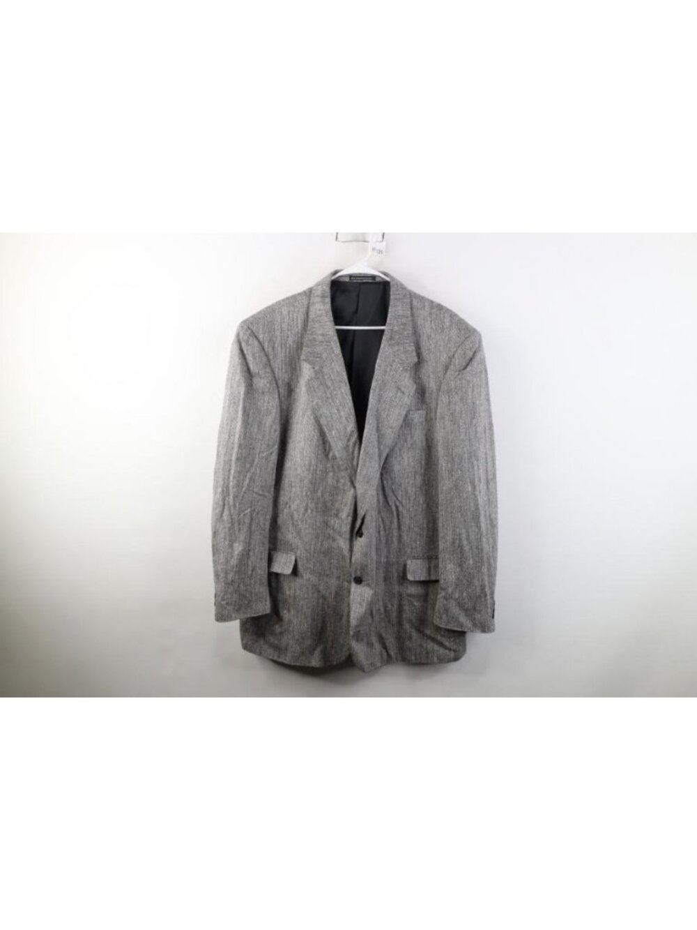 Vtg 90s Mens 50L Silk Herringbone Atomic Fleck Suit Coat Blazer Jacket Striped